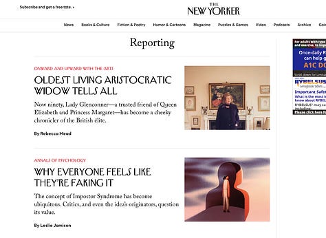 New Yorker "Magazine" page displays for mobile and desktop