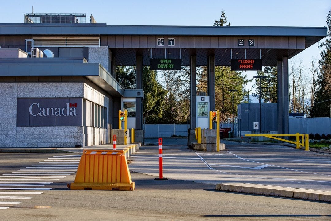 Aldergrove, Canada - January 15, 2019: cars going through the Canada–US border control (oksana.perkins/shutterstock.com)