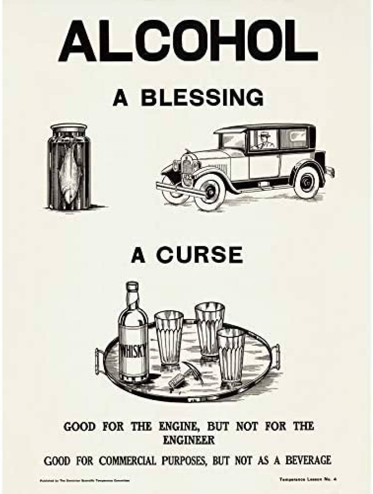 Amazon.com: Temperance Movement Alcohol Warning Bless Curse Ad Unframed  Wall Art Print Poster Home Decor Premium: Posters & Prints