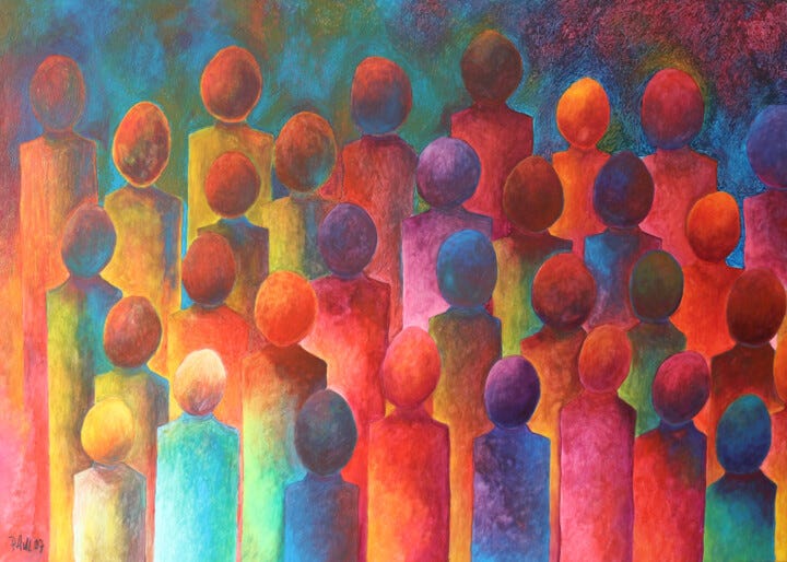 A Crowd' ( Left ), Painting by Paul Megens | ArtMajeur