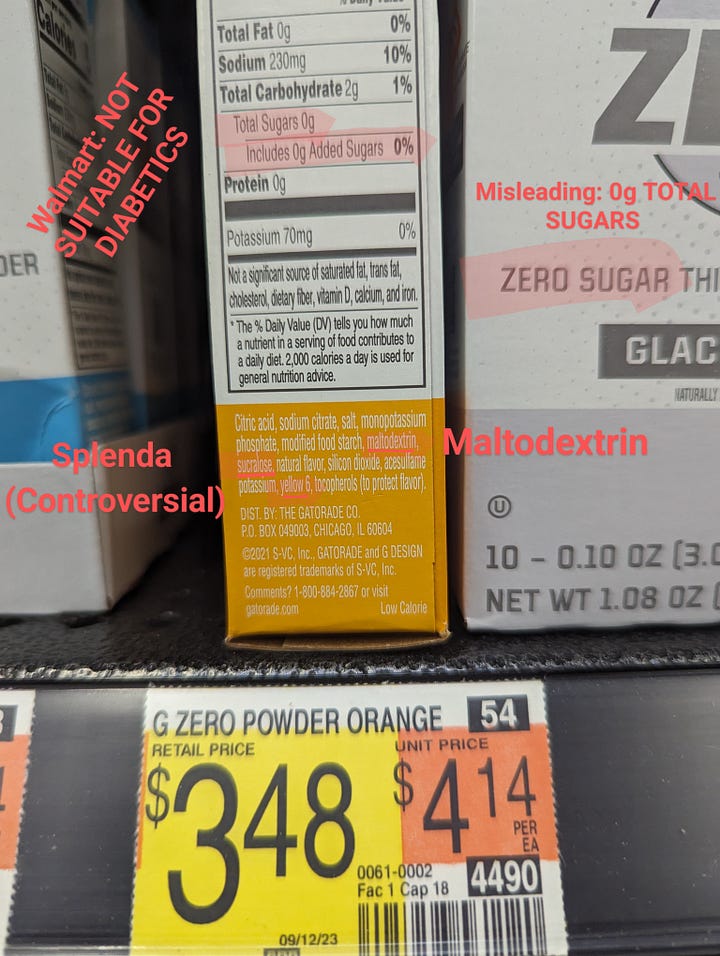 High Glycemic, Zero Sugar Gatorade products