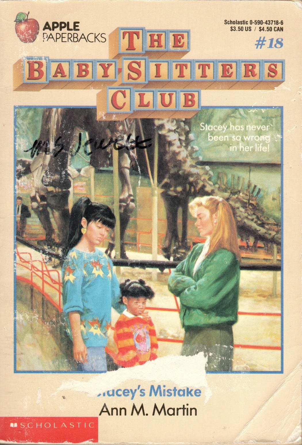 Stacey and Claudia chastise a kid near a dinosaur’s butt. Stacey and Claudia chastise a kid near a dinosaur’s butt.