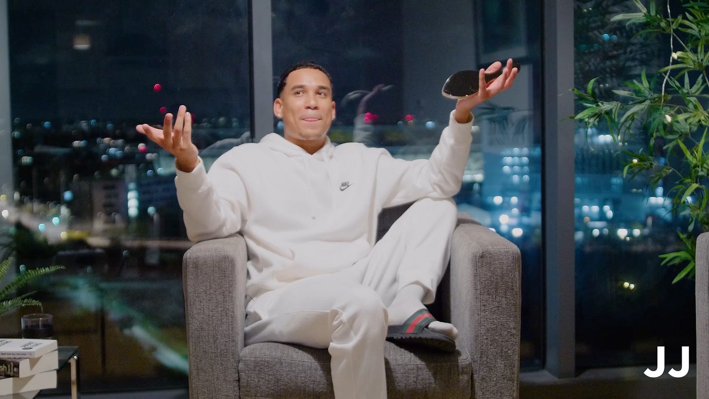 JJ interview ft. Gucci Flip Flops.