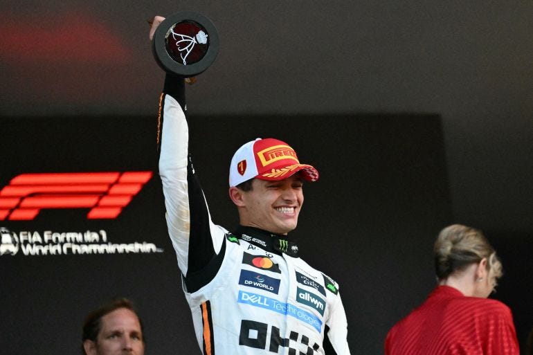 Lando Norris reacts.