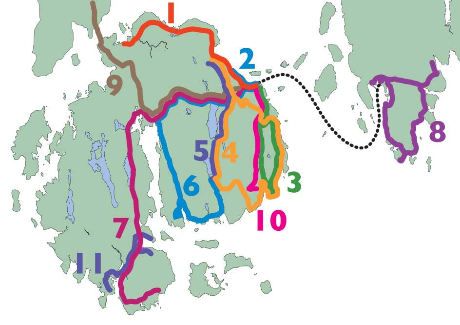 Small map of Island Explorer bus routes
