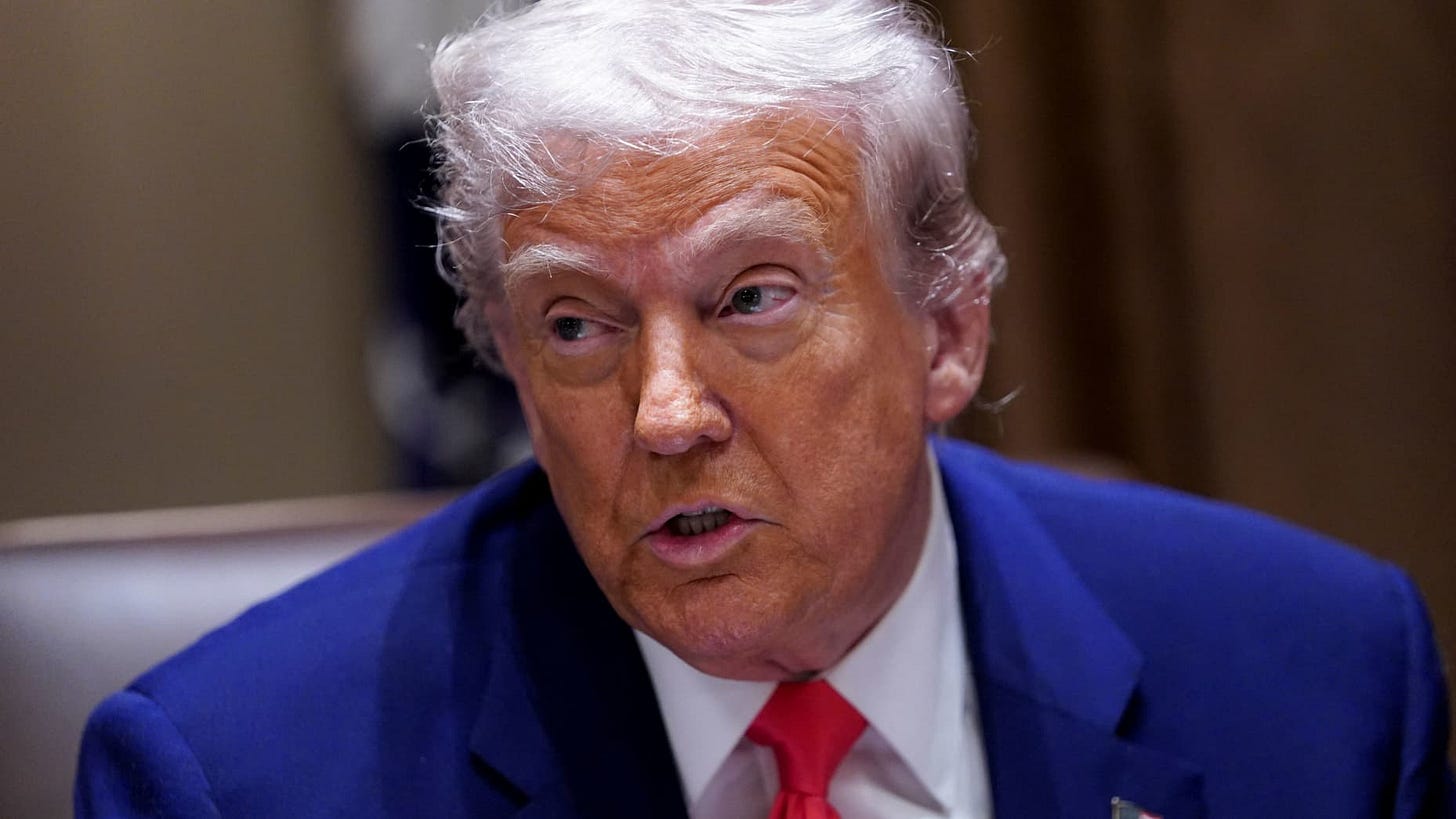 U.S. President Donald Trump attends a cabinet meeting at the White House in Washington, D.C., U.S., April 10, 2025. REUTERS/Nathan Howard