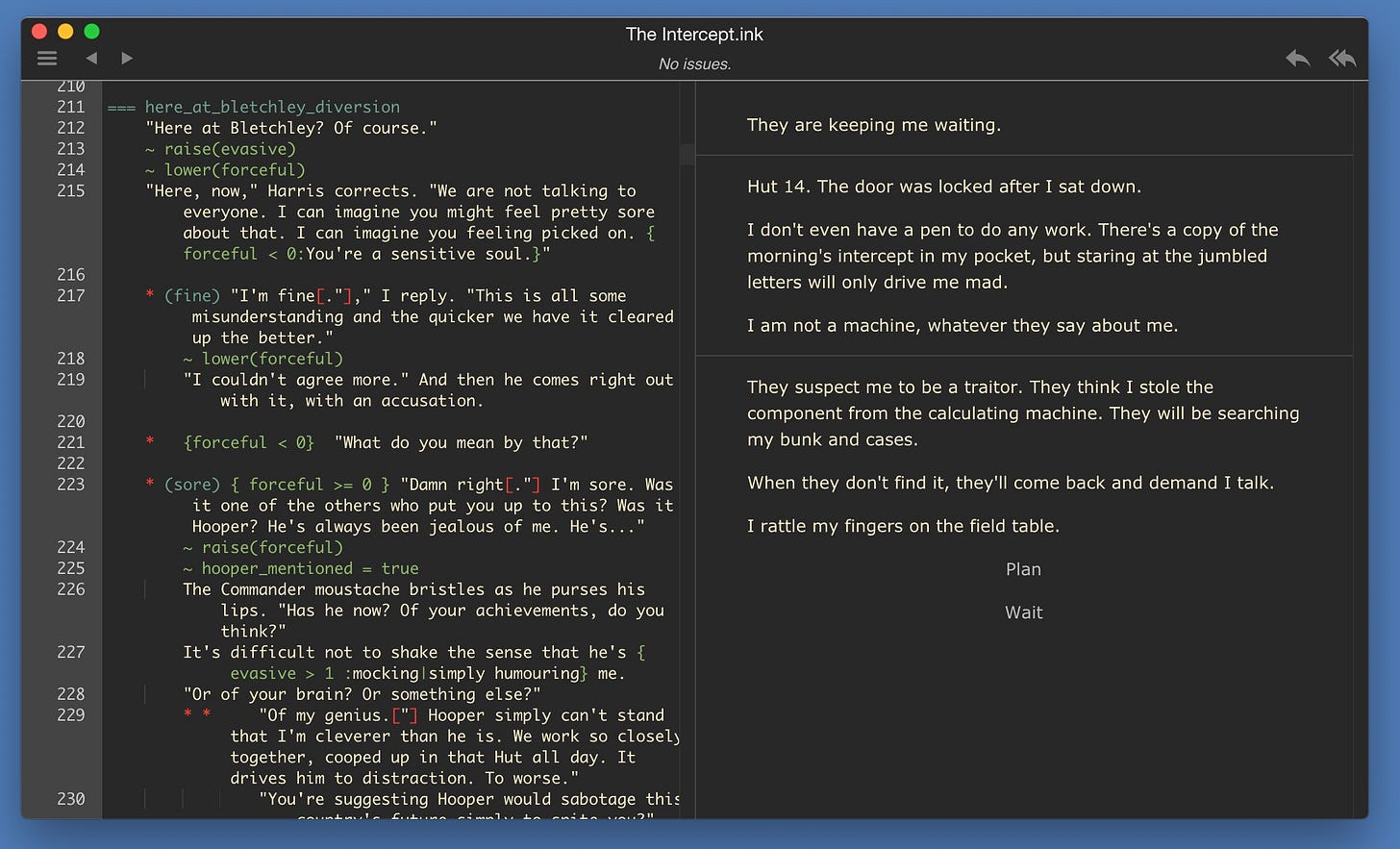 Inky screenshot in dark mode