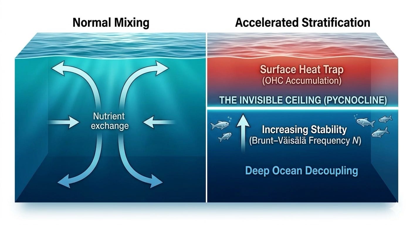 The Great Decoupling 1: How Ocean Stratification is Boosting Global Warming