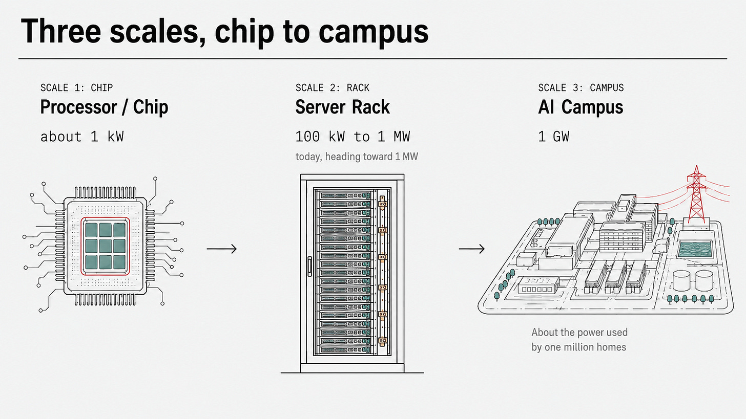 Three scales, chip to campus