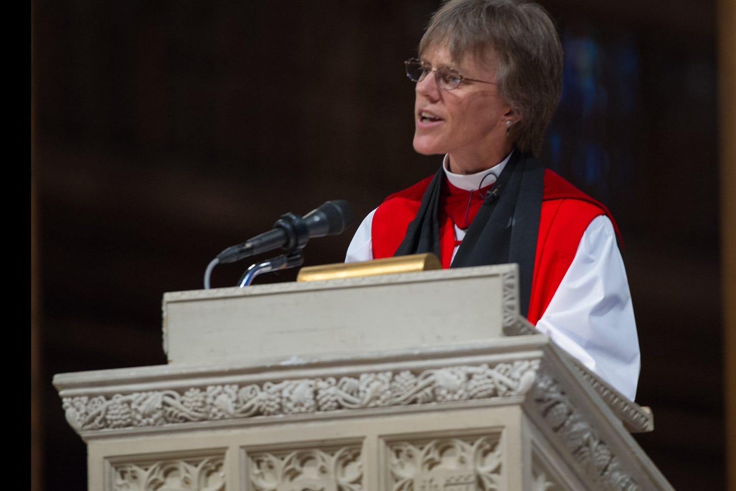 The Right Reverend Mariann Edgar Budde, diocesan bishop of the Episcopal Diocese of Washington, who spoke out strongly against Trump’s using the Bible and Church grounds as props for inciting violence against protesters in Washington D.C on June 2, 2020. The Right Reverend Mariann Edgar Budde, diocesan bishop of the Episcopal Diocese of Washington, who spoke out strongly against Trump’s using the Bible and Church grounds as props for inciting violence against protesters in Washington D.C on June 2, 2020.