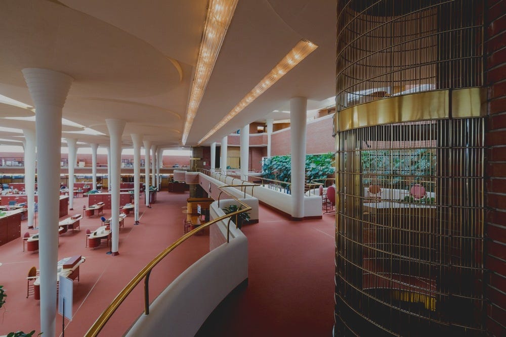Johnson Research Tower and Administration Building marks Frank Lloyd Wright  entry into the Vertical Landscape. — Elevator Scene | Cab Interior Design,  Modernizations & More
