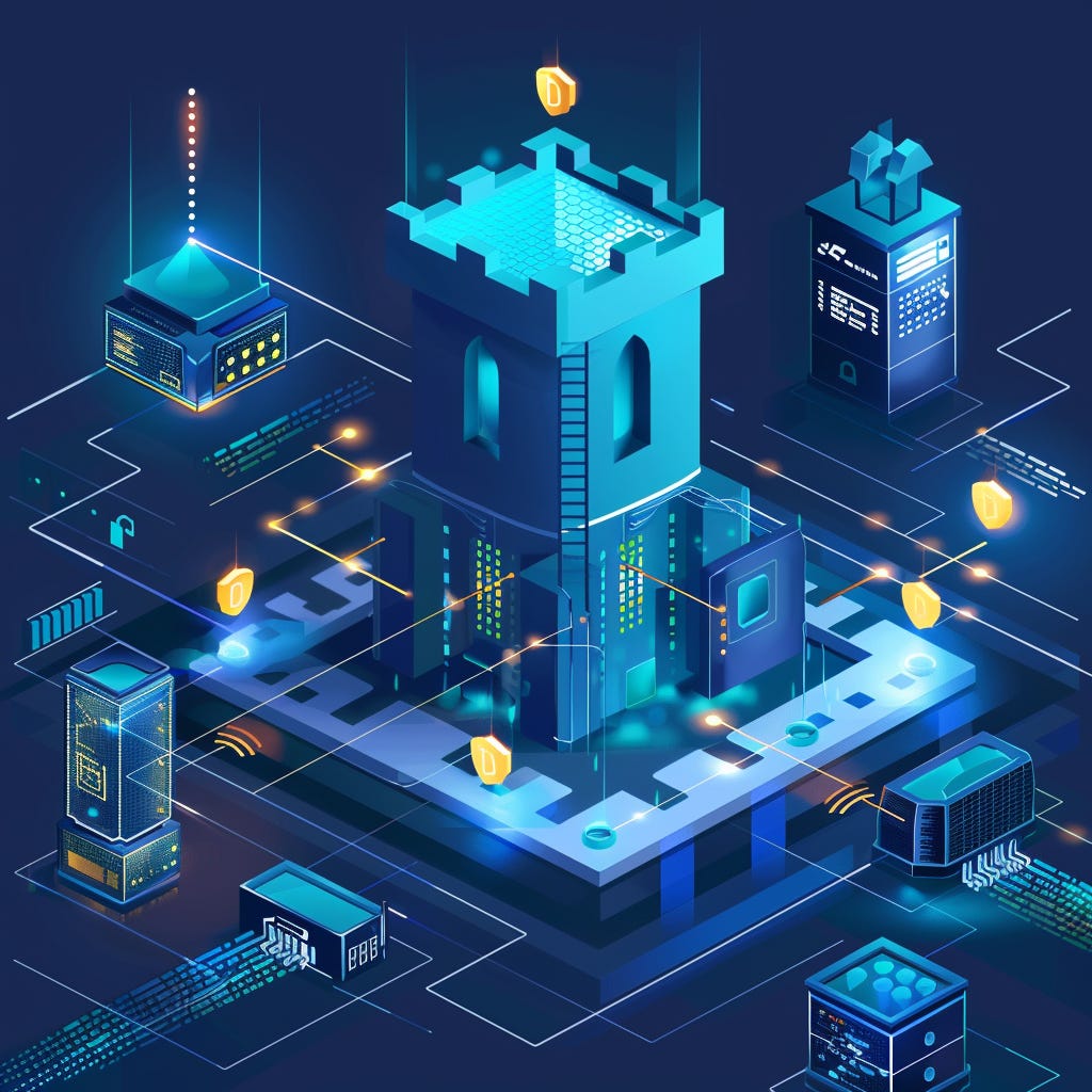 A vector illustration of a digital fortress.