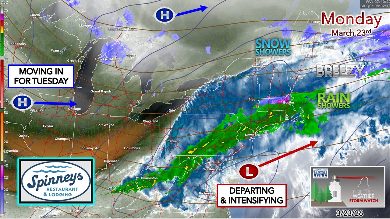 Snow showers and breezy for Monday - Pine Tree Weather