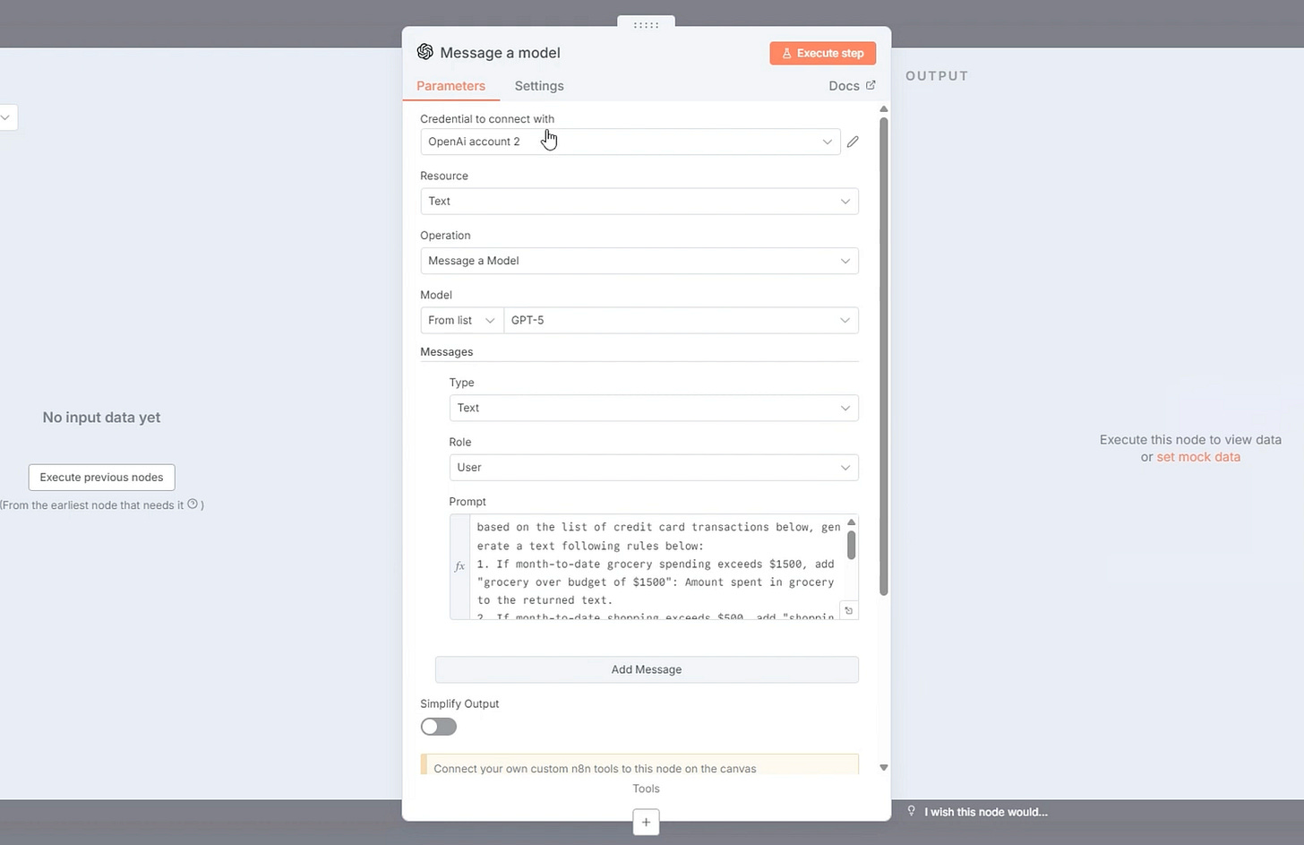 LLM node: n8n workflow with Sophtron and OpenAI LLM node: n8n workflow with Sophtron and OpenAI
