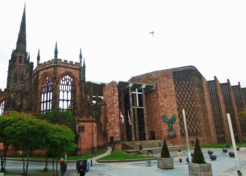 Old and new cathedrals in Coventry Old and new cathedrals in Coventry