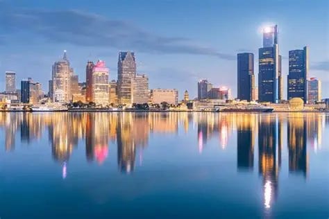 Detroit Michigan Skyline Detroit, Michigan, USA Downtown Skyline