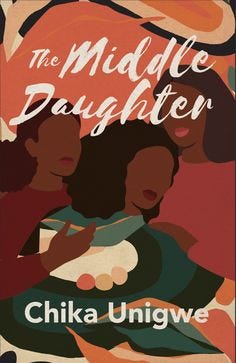 This may contain: the middle daughter by chika ungwe is shown in front of an orange background