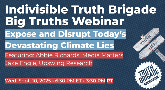 Digital flier for the monthly Truth Brigade call on Wednesday, September 10