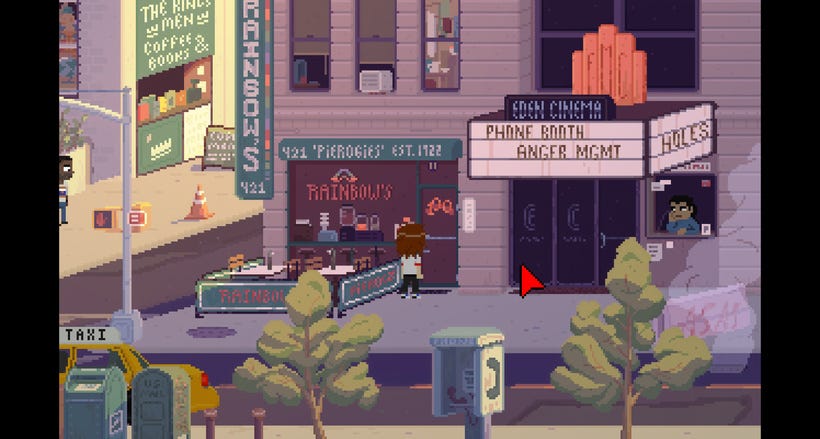 Mara walks around the East Village, passing a restaraunt called Rainbow's