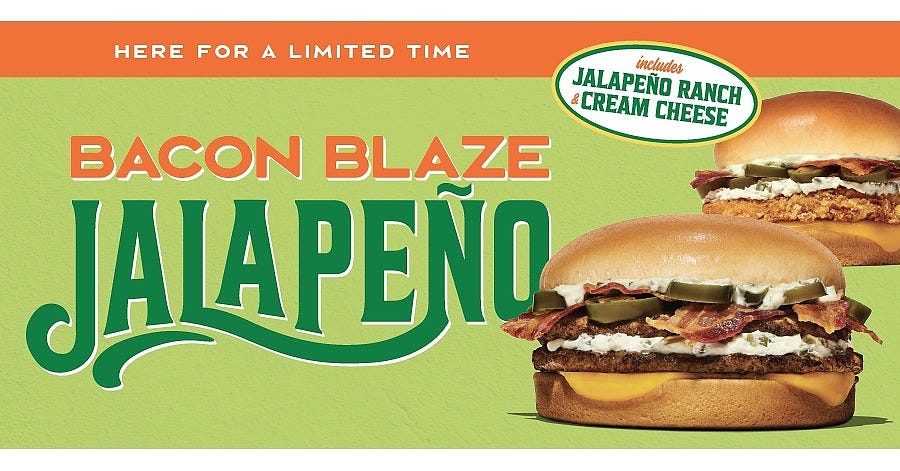 Whataburger's Bacon Blaze Jalapeno Double and Bacon Blaze Chicken. Image: Whataburger Whataburger's Bacon Blaze Jalapeno Double and Bacon Blaze Chicken. Image: Whataburger