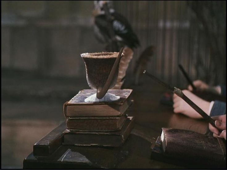Ron's attempt to turn Scabbers into a tea cup.