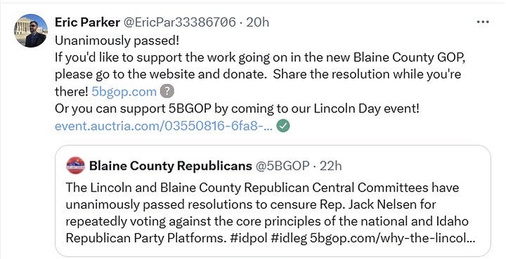 Heather Lauer and Eric Parker Blaine County GOP