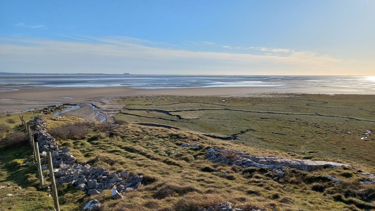 View from Humphrey Head looking south over Morecambe Bay.