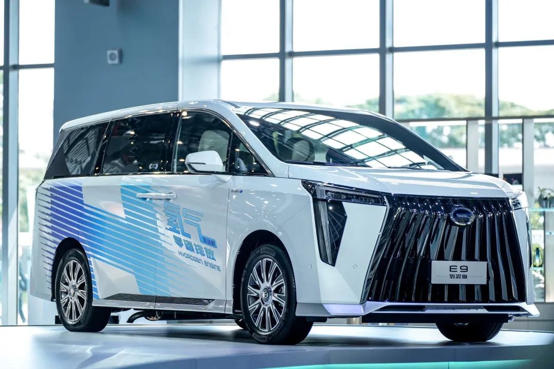 GAC’s hydrogen-powered Trumpchi E9 model sits on display. Photo: Courtesy of GAC Group