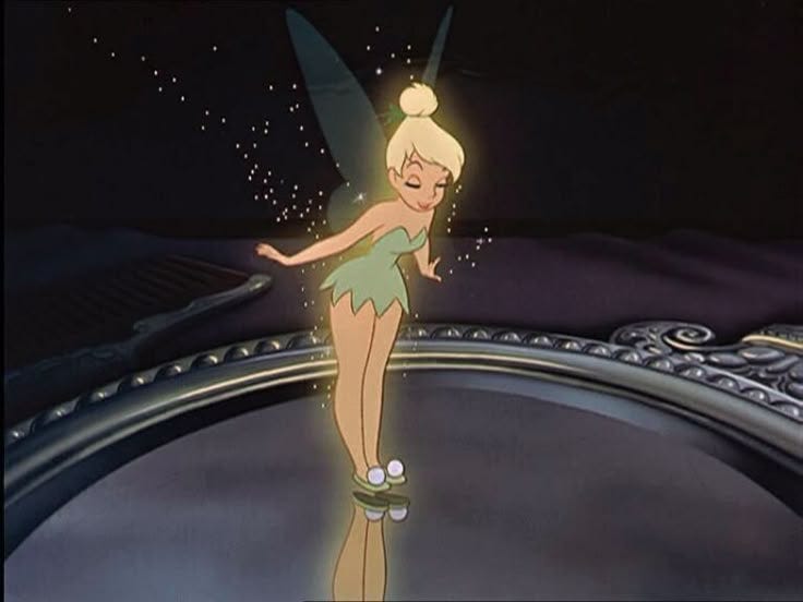 This may contain: the tinkerbell fairy is talking to someone