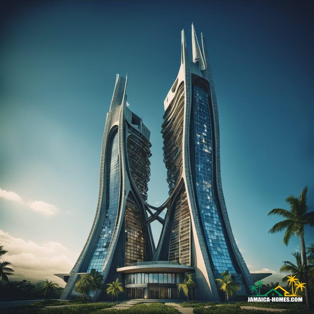 A modern church building stands in Jamaica.