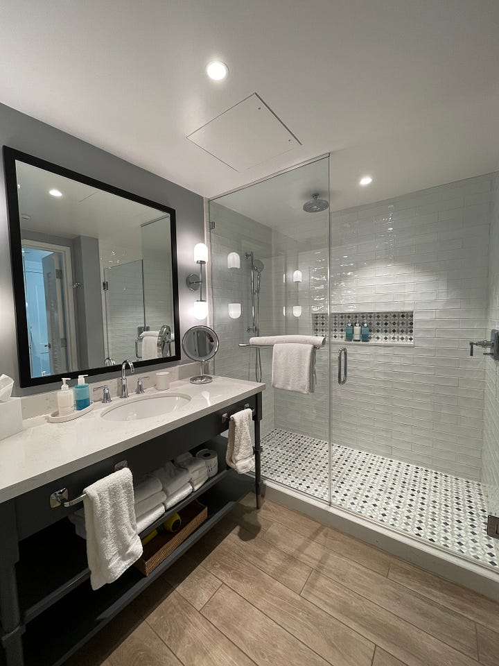 Hotel room bathroom