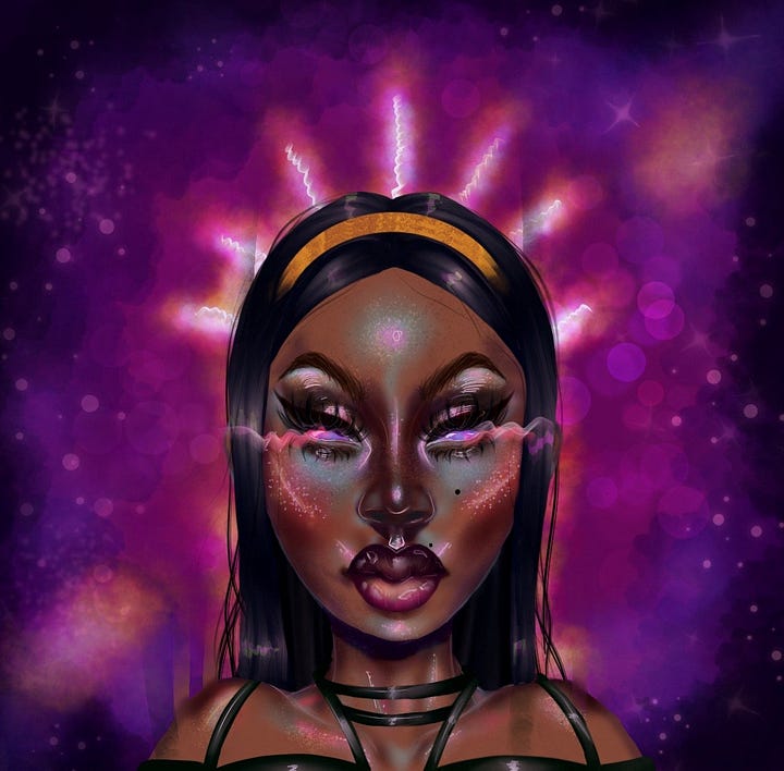 We are celestials is a 6 piece 1/1 collection. Combined with my love for the solar system, This collection describes women as divine, ethereal entities. This is my way of appreciating the beauty of women by visualizing them as celestial beings.