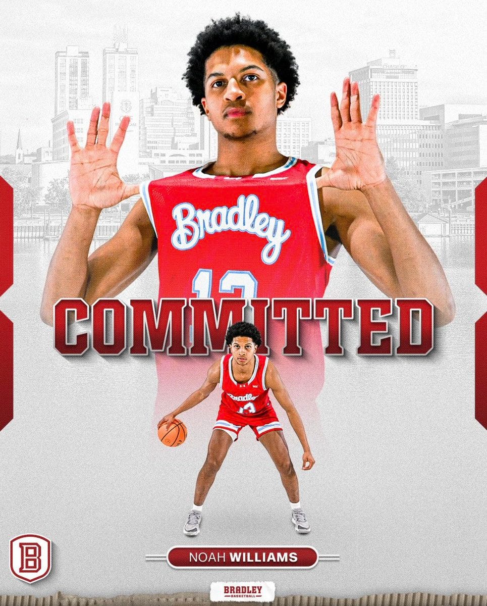 2026 Barton CC (KS) F Noah Williams has committed to Bradley. @_noahwill 2026 Barton CC (KS) F Noah Williams has committed to Bradley. @_noahwill