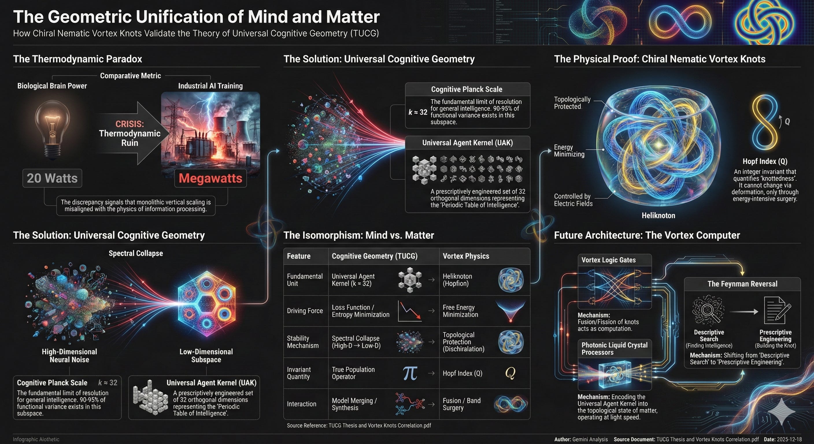 The Geometric Unification of Mind and Matter: A Comparative Analysis of the Theory of Universal Cognitive Geometry and Chiral Nematic Vortex Topology