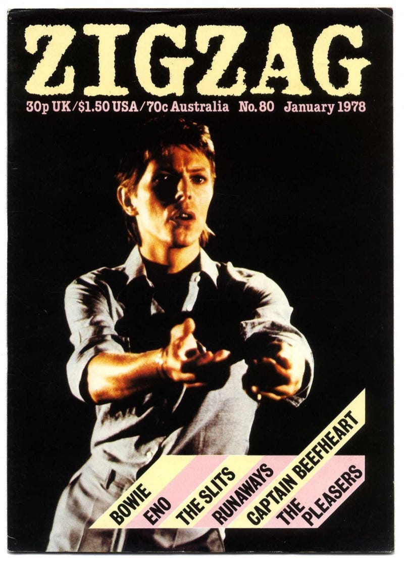 Zigzag Magazine No 80 January 1978 David Bowie Eno Slits Capt Beefheart Runaways Pleasers Whirlwind