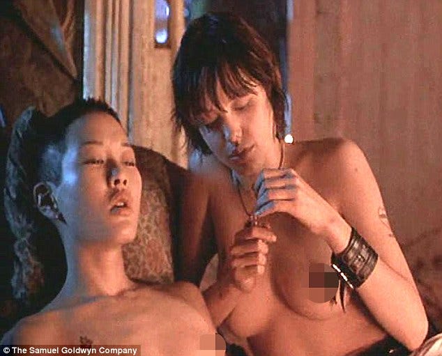 'I fell in love with her the first second I saw her': Angelina has opened up about her relationship with Jenny in the past. They appeared in the racy movie Foxfire (pictured) together