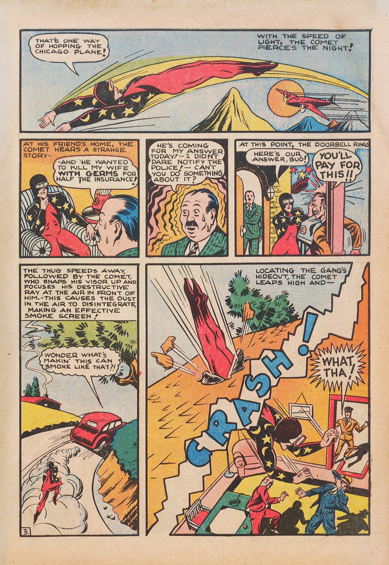 Pep Comics 1, The Comet story, page 3