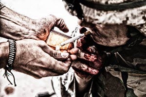 soldier smoking 