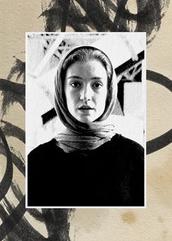 The image is a black and white portrait of a person with a white scarf and a black headscarf.

AI-generated content may be incorrect.