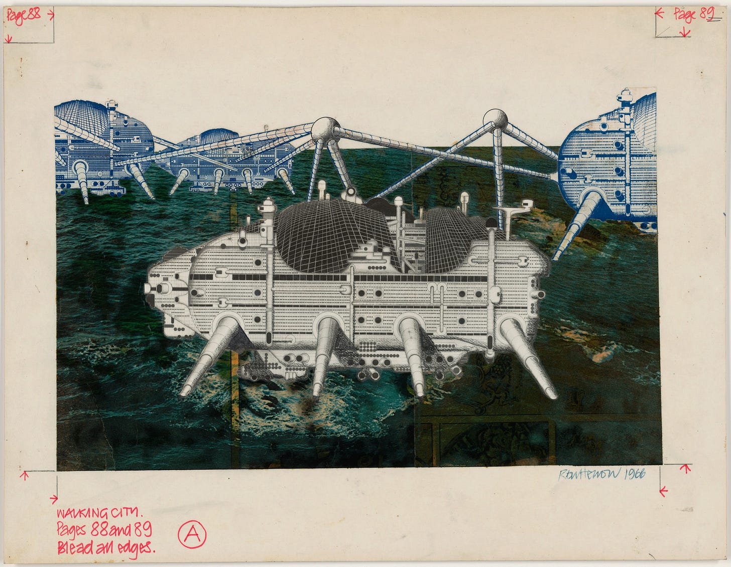 Ron Herron. Walking City on the Ocean, project (Exterior ...