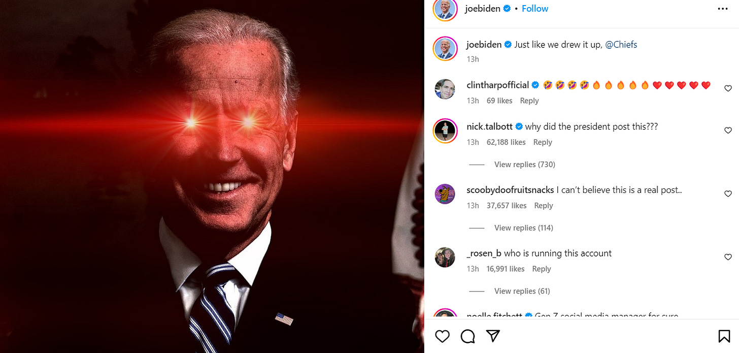 Biden: "Just like we drew it up, @chiefs"