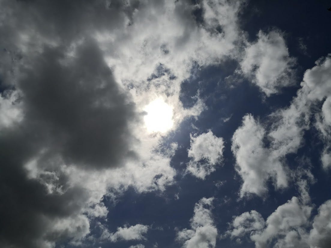 sun behind clouds