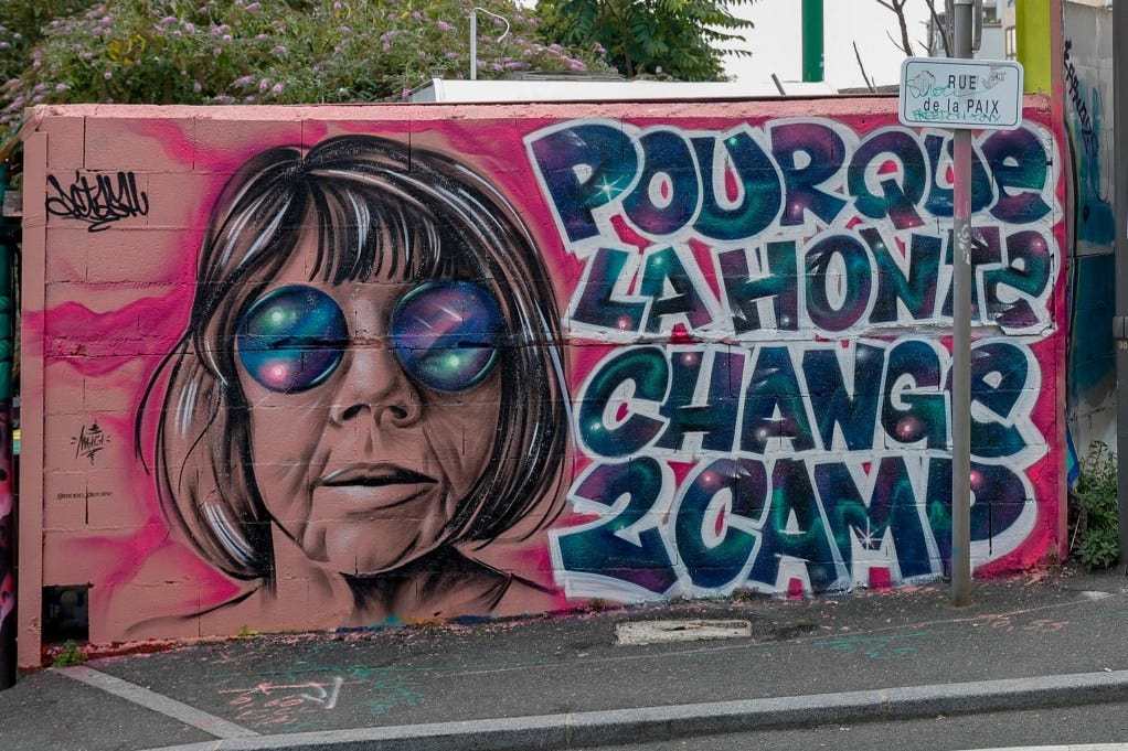 A mural in Paris for Gisèle Pelicot says that shame should be felt by rapists, not their victims