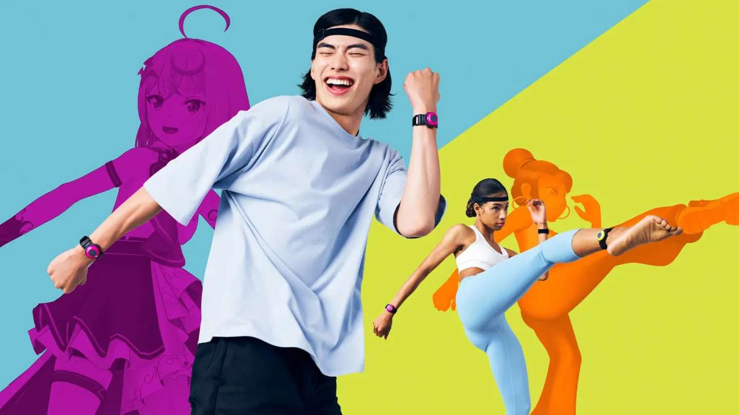 Man and woman using Mocopi Man and woman using Mocopi