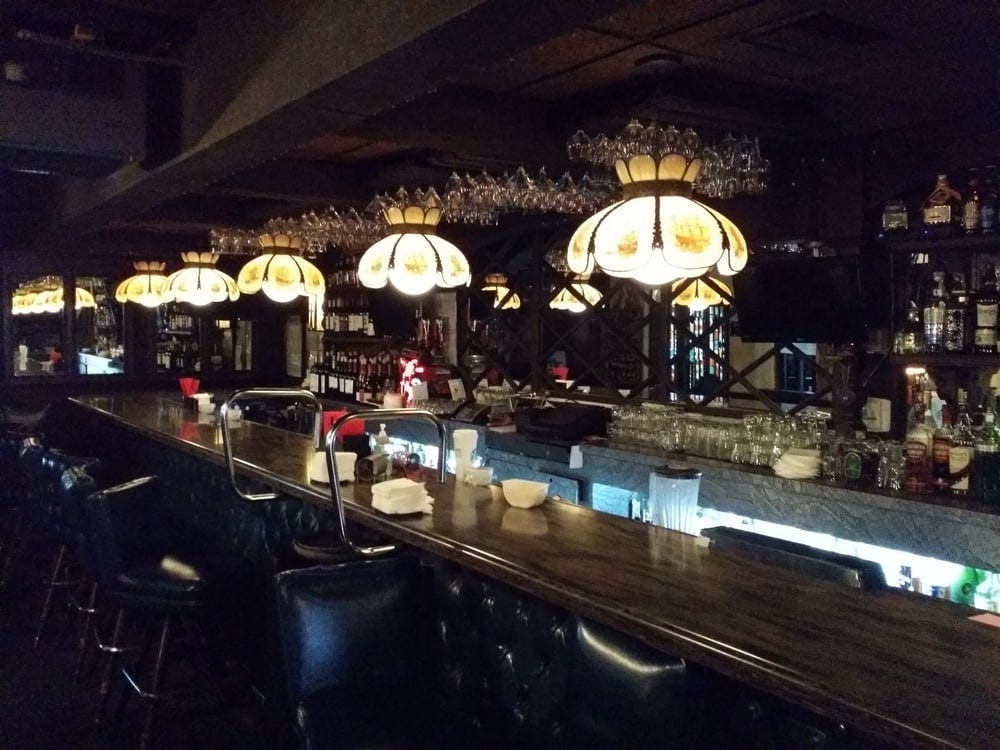 Chandeliers over bar top