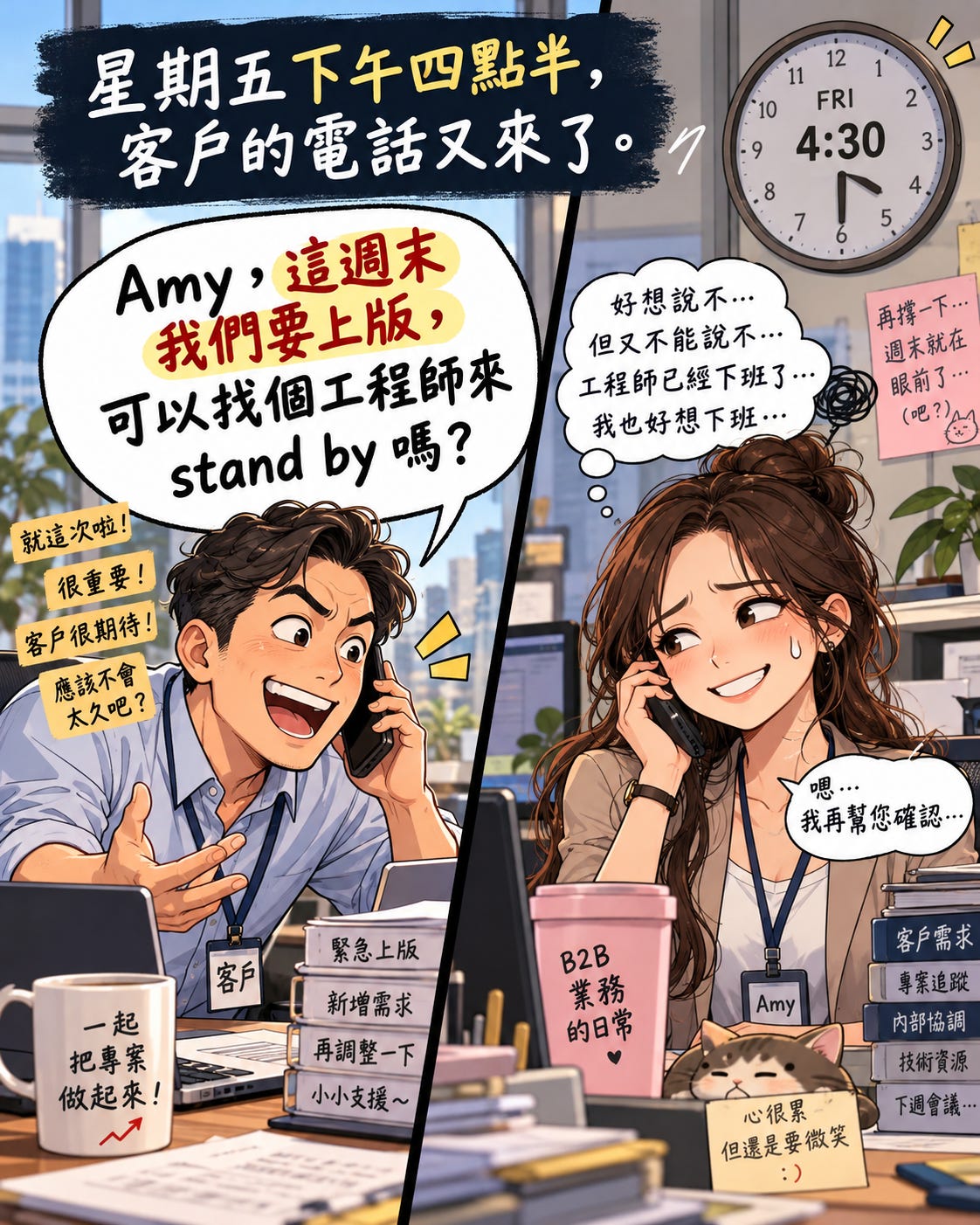 客戶週五下午來電要求週末工程師待命