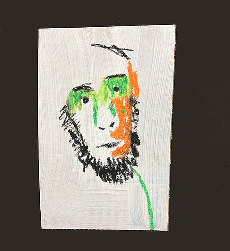 Oil pastel portraits of men
