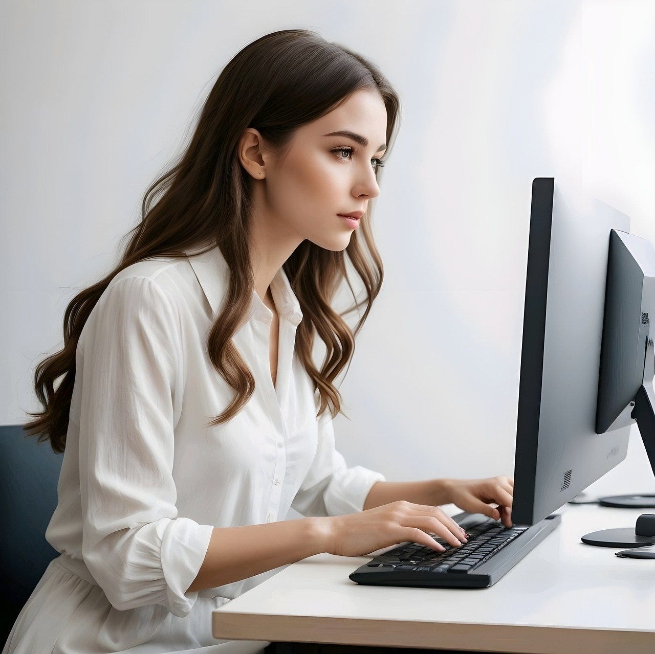 Woman developing a character using Claude AI