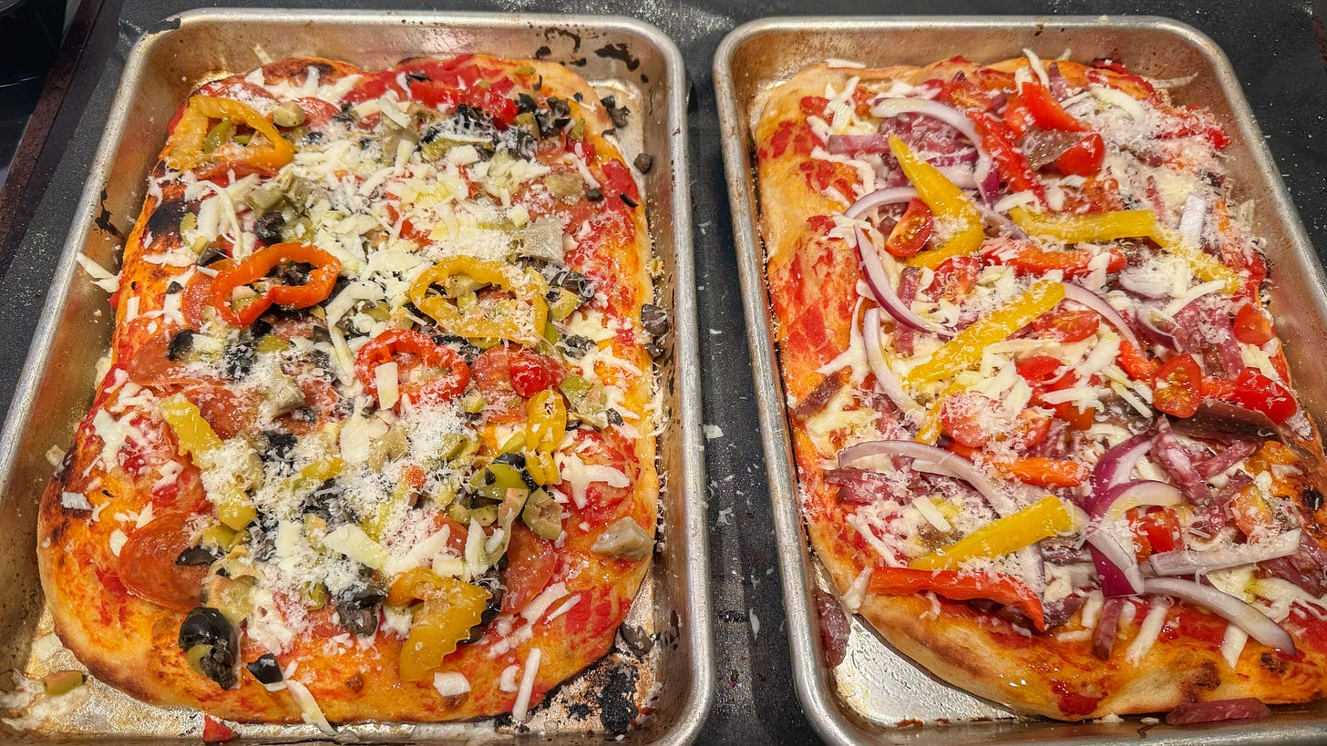 The parbaked pizzas now with toppings