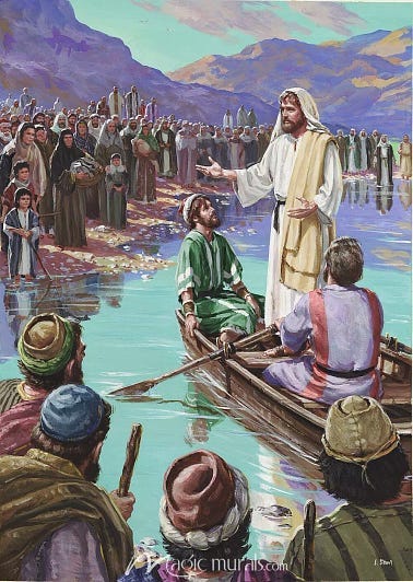 Jesus Preaching From the Boat Wallpaper Mural by Magic Murals Jesus Preaching From the Boat Wallpaper Mural by Magic Murals